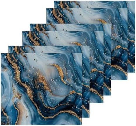 Blue Gold Marble Washcloths 2 Pack Soft Absorbent Towels