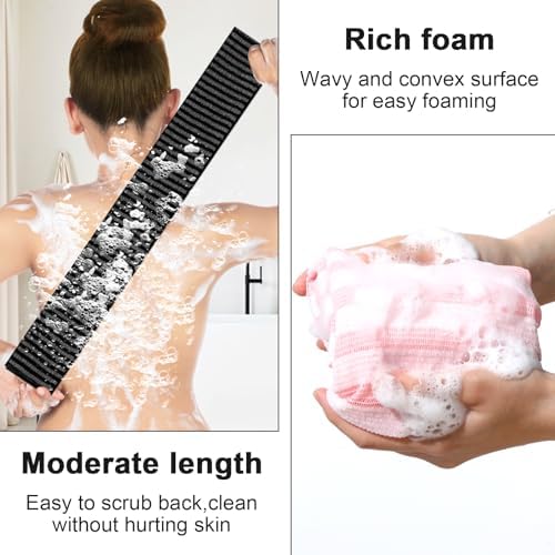 2pcs Exfoliating Washcloth Shower Towel - Black and Pink