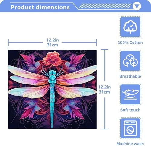 Dragonfly Washcloths 2 Pack Soft Absorbent Cotton Face Towels