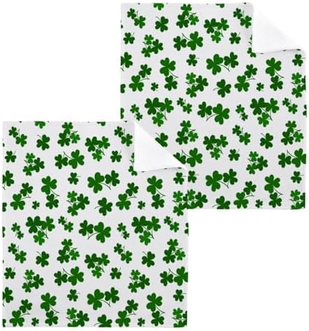 St Patricks Day Clover Washcloth Set Soft Absorbent