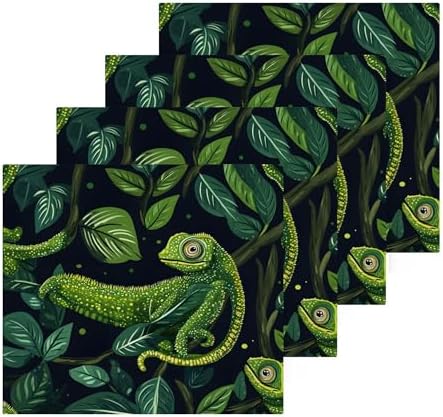 Xigua Green Chameleons Washcloths Set 2-12 X 12 Inch
