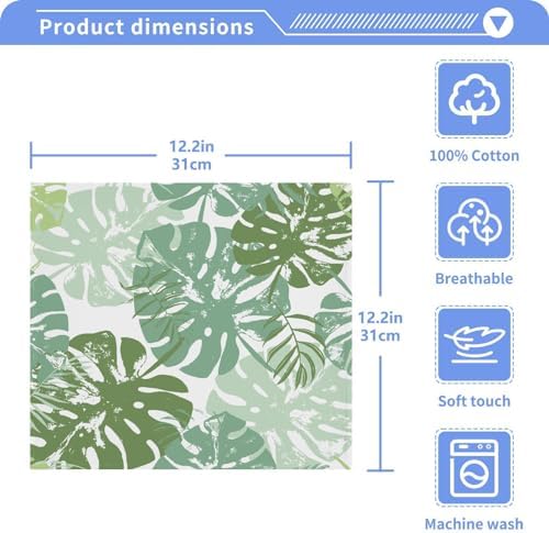 Burbuja Green Palm Leaves 100 Cotton Washcloth Set
