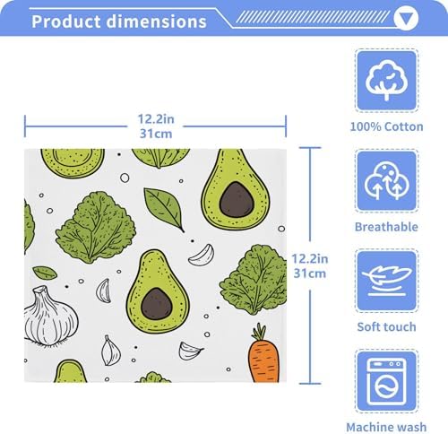 Xigua Avocados Washcloth Set - Fast-Drying Absorbent and Multi-Purpose Towels