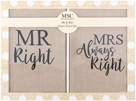 Mr and Mrs Right Linen Towel Set by MainStreet Collection
