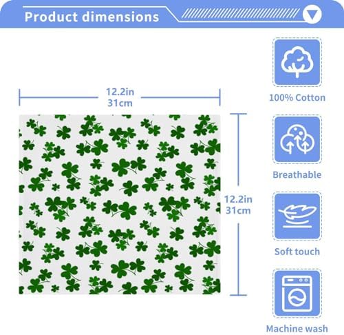 St Patricks Day Clover Washcloth Set Soft Absorbent