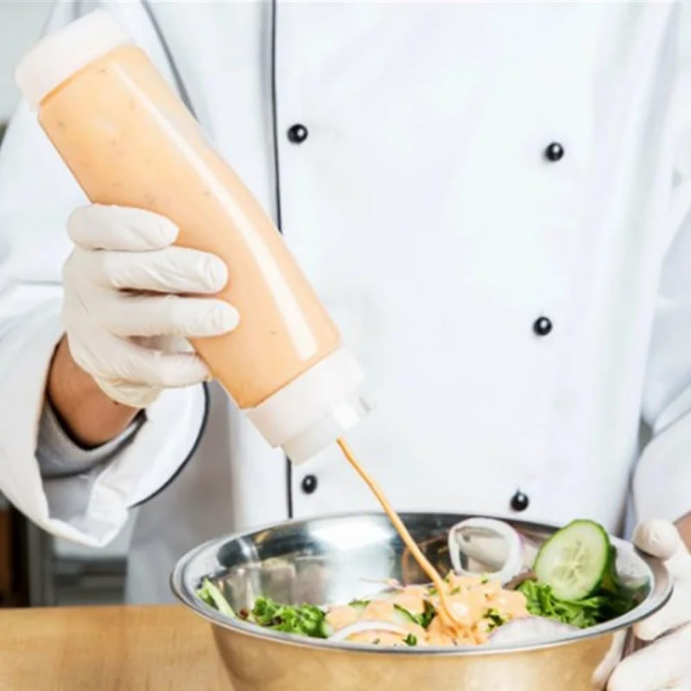 20 Oz Inverted Design Condiment Squeeze Bottle Refillable for Salad Dressing