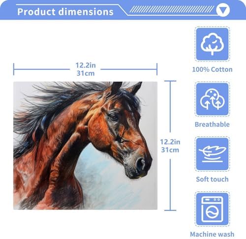 Yettasbin 12x12 Soft Cotton Horse Washcloth Set