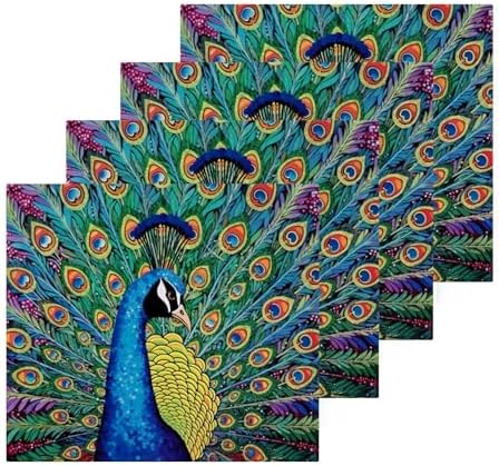 Peacock Washcloths 2 Pack Soft Absorbent Cotton Face Towels