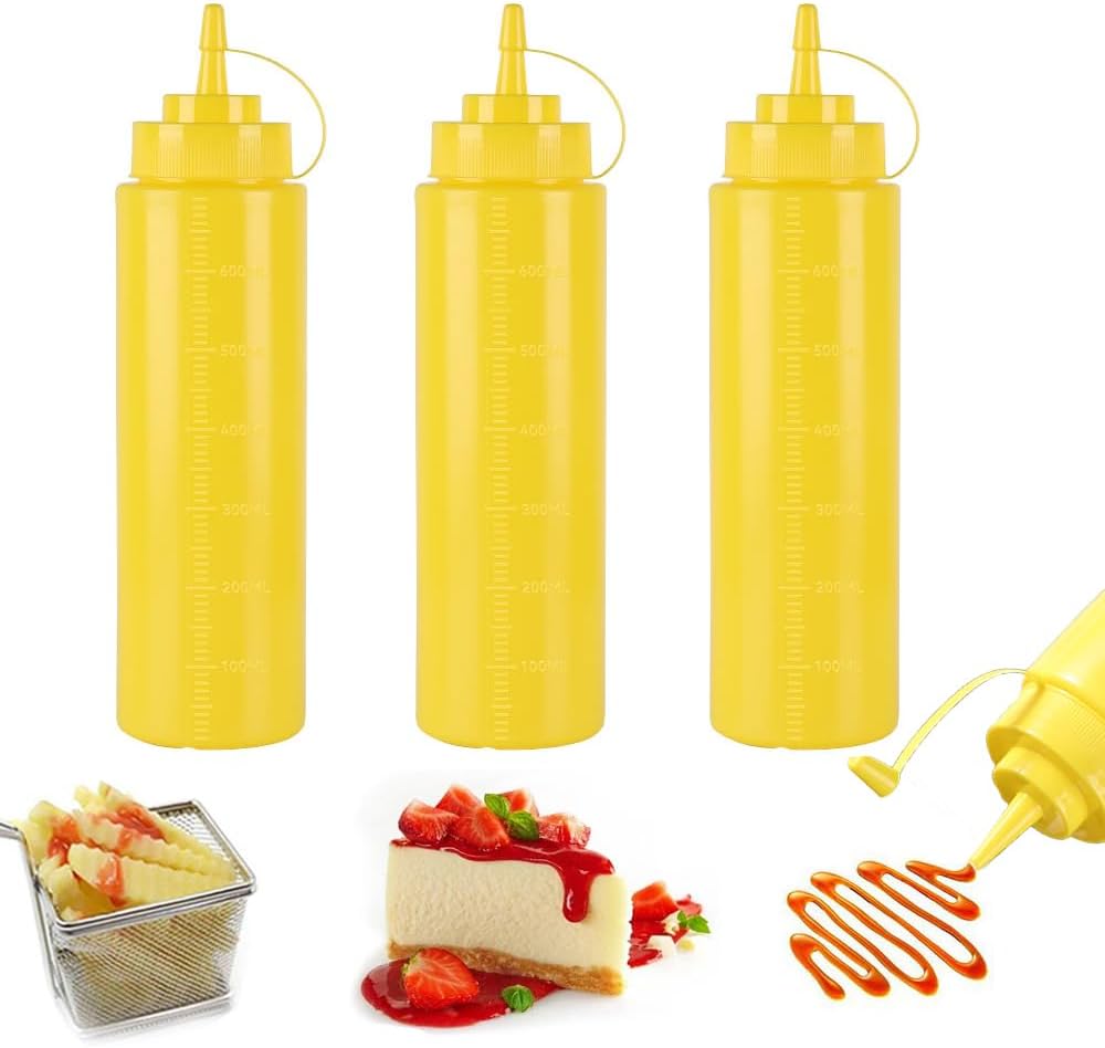 3-Piece Yellow Plastic Squeeze Bottles Effortless Living