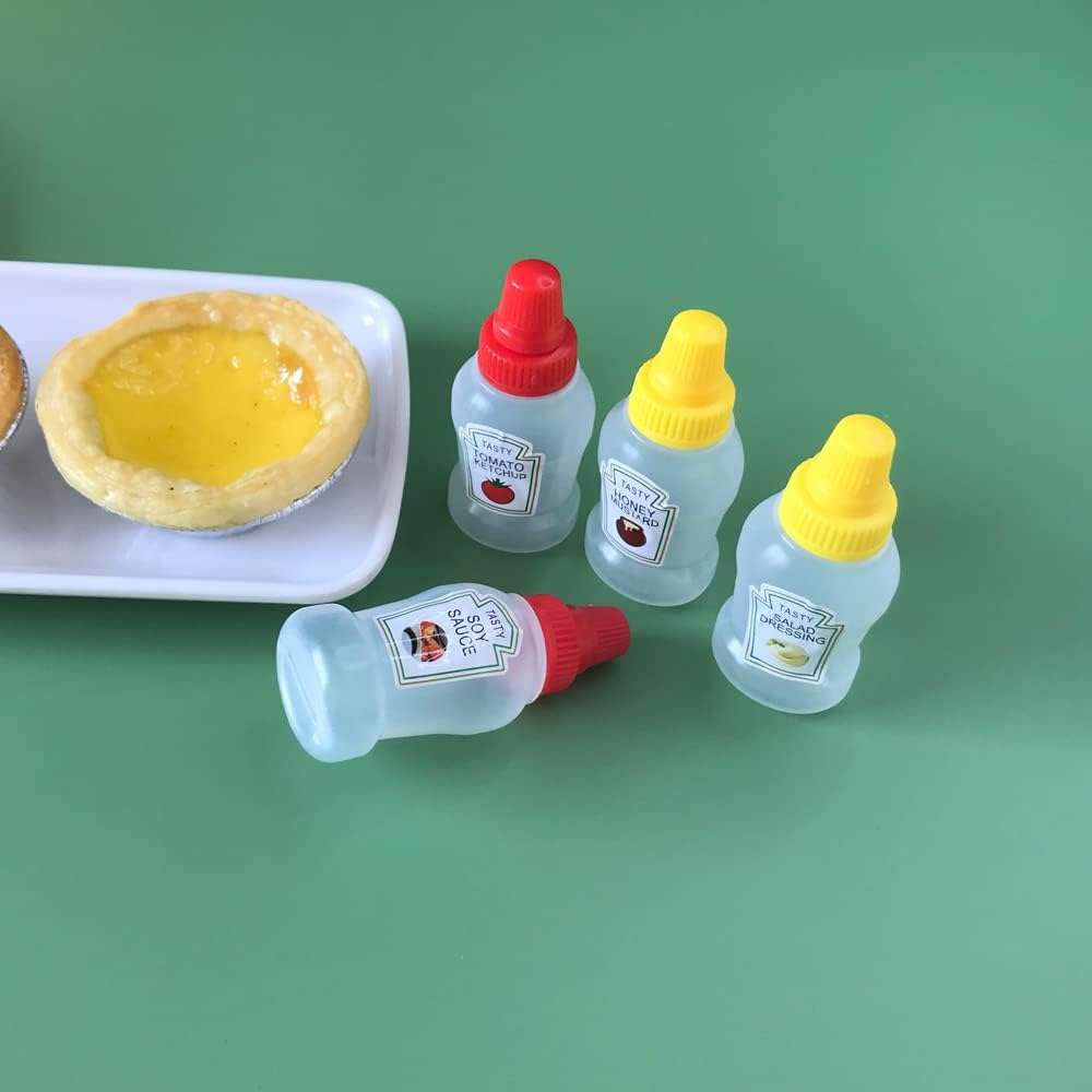 4 Piece Set Compact Squeeze Bottle Portable Reusable Lunchbox Condiment Dispenser