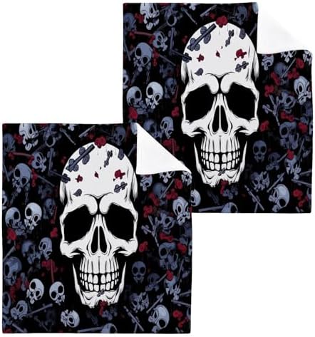 Yettasbin Skull Washcloth 2-Pack Perfect for Grooming 12x12 inches