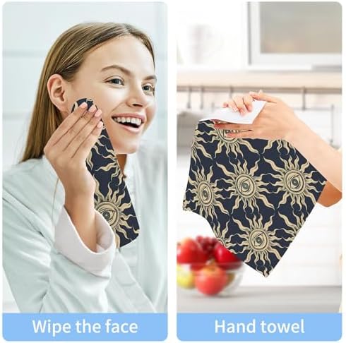 Xigua Suns and Eyes Washcloths Set of 2-12 X 12 Inch