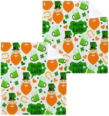 St Patricks Day Soft Absorbent Washcloth 2-Pack Classic Green 12x12 Cotton