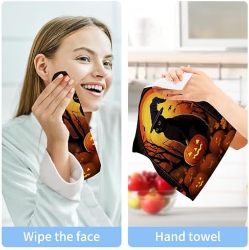 Halloween Cat Washcloth 2-Pack Soft AbsorbentReusable for Babies Kids