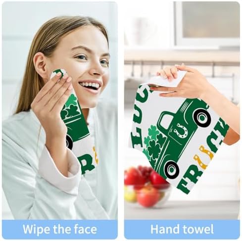 St Patrick Day Truck Washcloths 2 Pack Soft Absorbent Cotton Towels