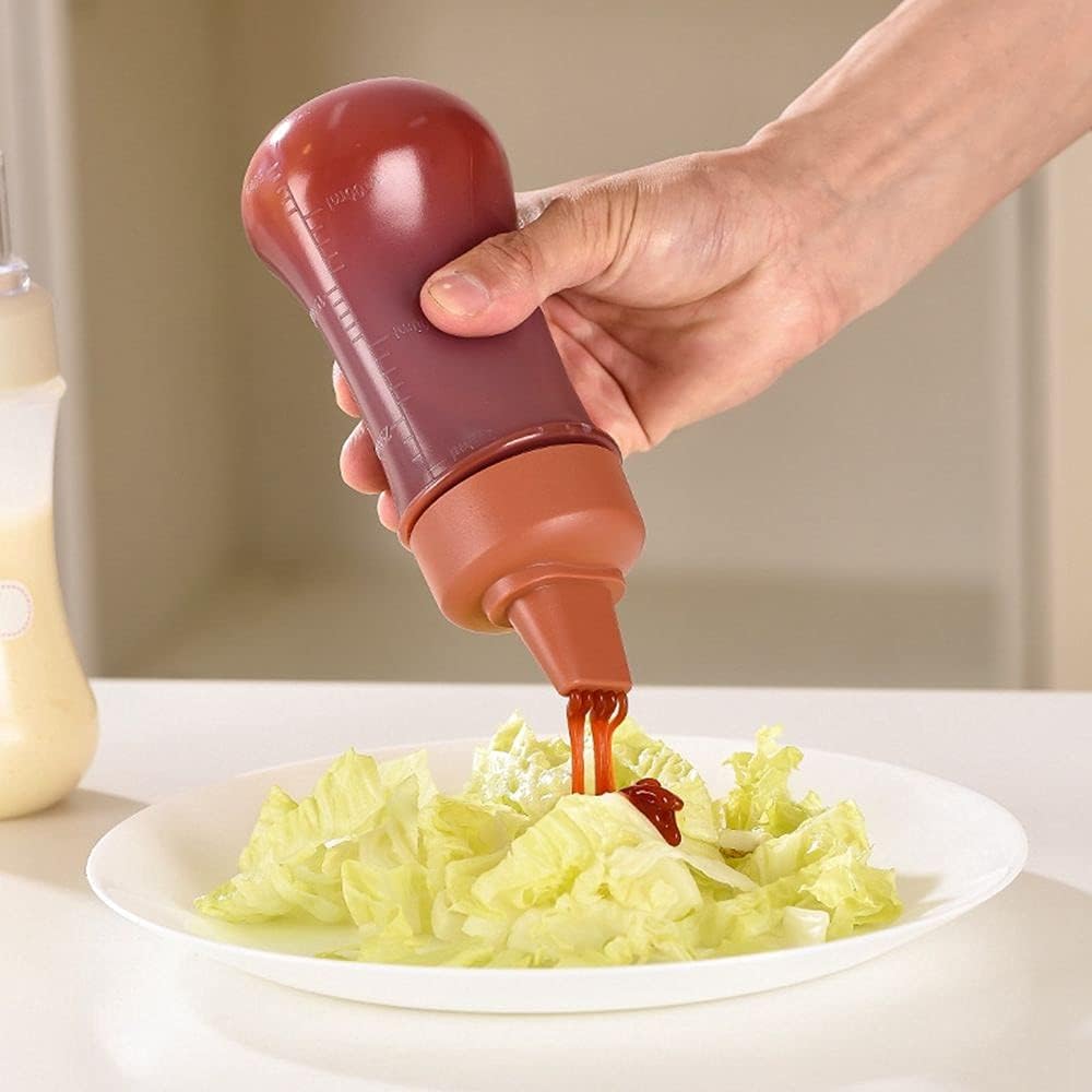 Refillable Condiment Squeeze Bottle with Lip 5-Hole Nozzle