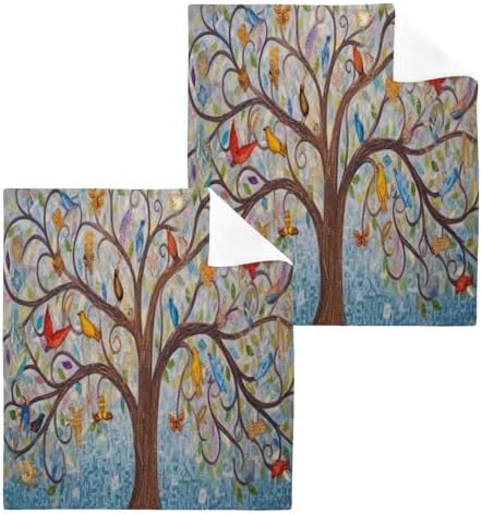 Yettasbin Art Tree Washcloth Set Soft Reusable