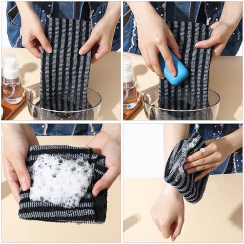 2pcs Exfoliating Washcloth Shower Towel for Body and Back Scrubbing