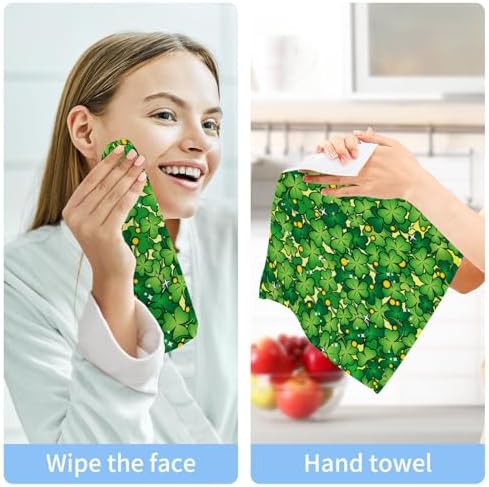 St Patricks Day Shamrock Soft Absorbent Washcloth Set of 2