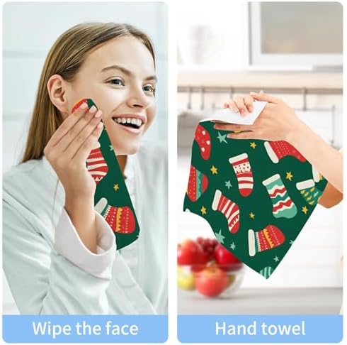 Festive Xigua Christmas Socks Washcloths