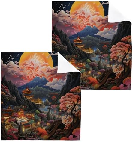 YETTASBIN Ancient Scenery Washcloths 2 Pack Soft Absorbent Cotton Baby Face Towels