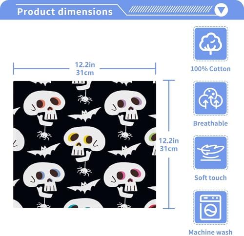 Xigua Halloween Skull Washcloth Set - Fast Durable Towels for Kitchen and Travel