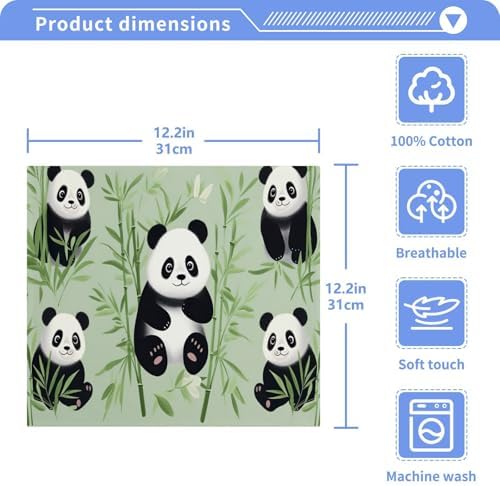 YETTASBIN Panda Washcloths 2 Pack Soft Absorbent Face Towels