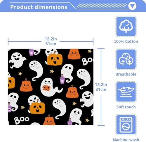 Halloween Ghost Washcloths 2 Pack Soft Absorbent Towels