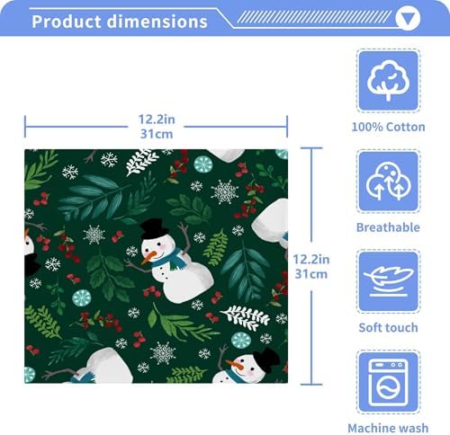 Xigua Christmas Snowman Washcloths Set of 2 - 12x12 Inch