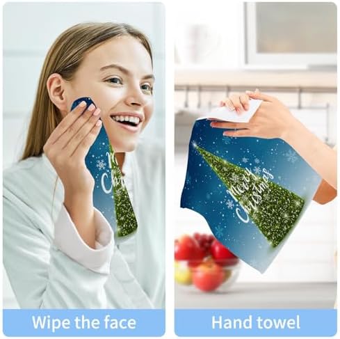YETTASBIN Christmas Tree Washcloths 2 Pack