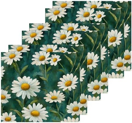 Xigua White Daisies Washcloths Set of 2 12x12 Inch