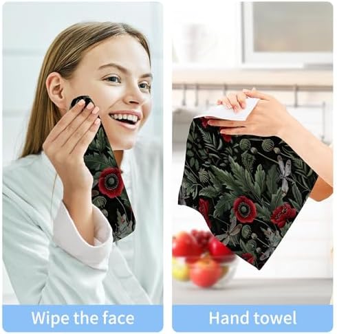 VIBUILD Xigua Roses Washcloths Set - Fast-Drying Multi-Purpose SafeReusable Stylish