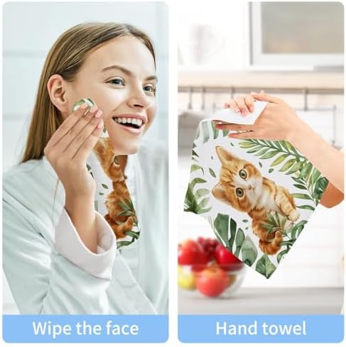 YETTASBIN Cat Leaves Washcloth Set 2-Pack