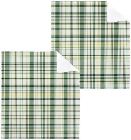 Xigua Green Tartan Washcloth Set