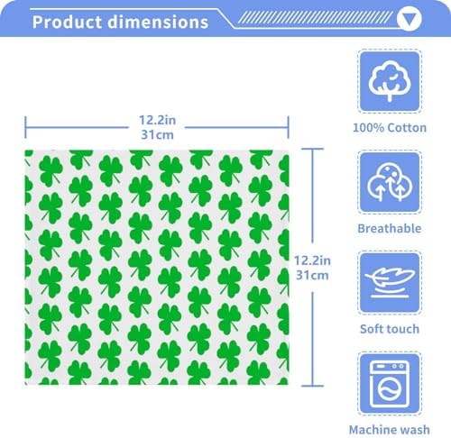 St Patrick Day Washcloths 2 Pack Soft Absorbent Cotton Towels