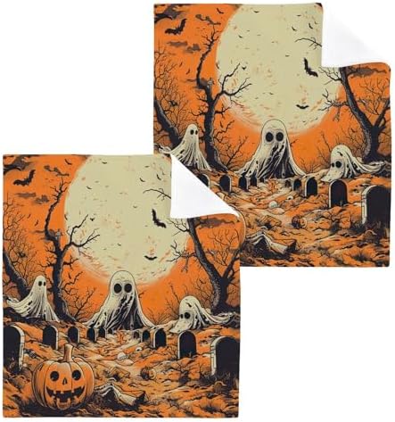 YETTASBIN Halloween Ghost Washcloths 2 Pack 1