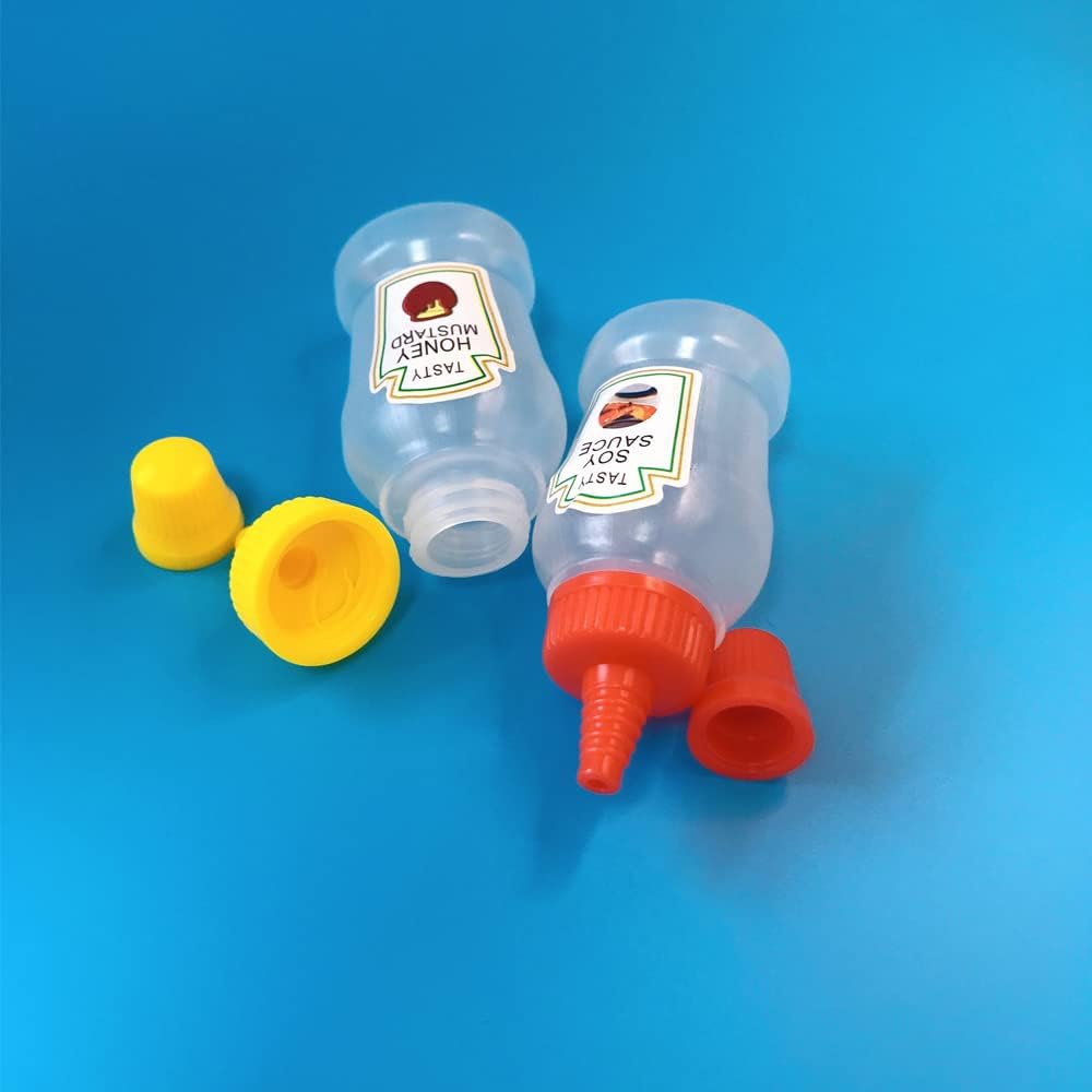 4 Piece Set Compact Squeeze Bottle Portable Reusable Lunchbox Condiment Dispenser
