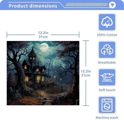 YETTASBIN Halloween Castle Washcloths 2 Pack