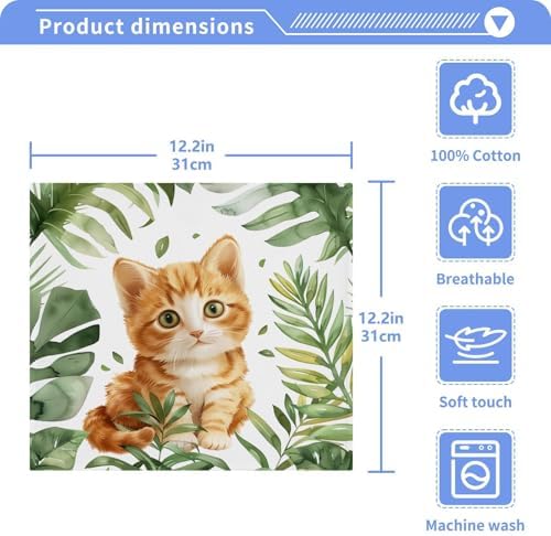 YETTASBIN Cat Leaves Washcloth Set 2-Pack