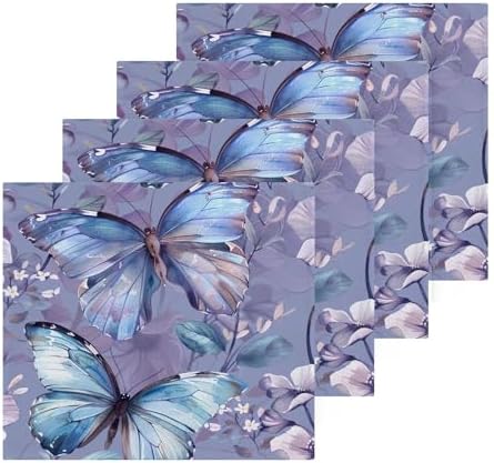 YETTASBIN Butterfly Flower Washcloths Soft and Absorbent Reusable Face Towels