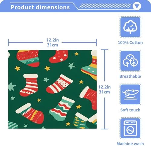 Festive Xigua Christmas Socks Washcloths