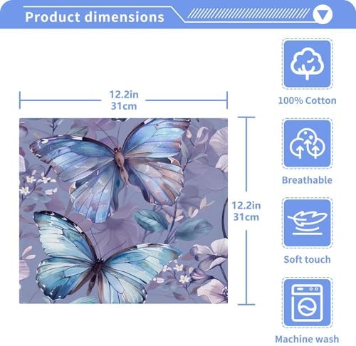 YETTASBIN Butterfly Flower Washcloths Soft and Absorbent Reusable Face Towels