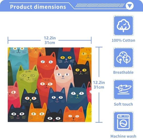 YETTASBINCat Washcloths 2 Pack Soft Absorbent 12x12 inch