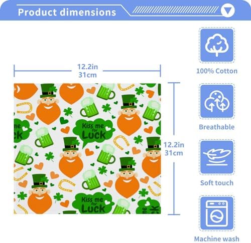 St Patricks Day Soft Absorbent Washcloth 2-Pack Classic Green 12x12 Cotton