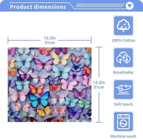 YETTASBIN Butterfly Washcloths 2 Pack Soft Absorbent Cotton Towels