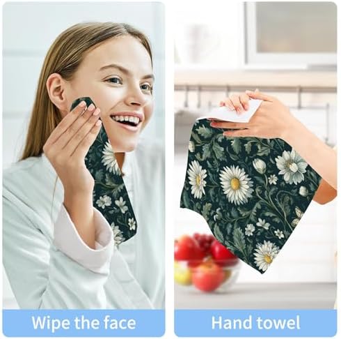 Xigua Daisies and Chrysanthemums Washcloths Set of 2