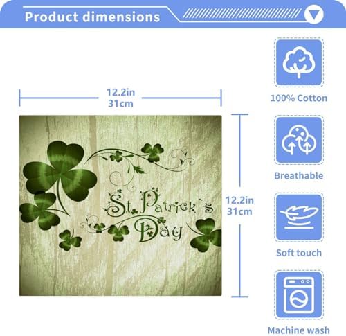 St Patricks Day Clover Washcloth Set - Soft Reusable 12x12