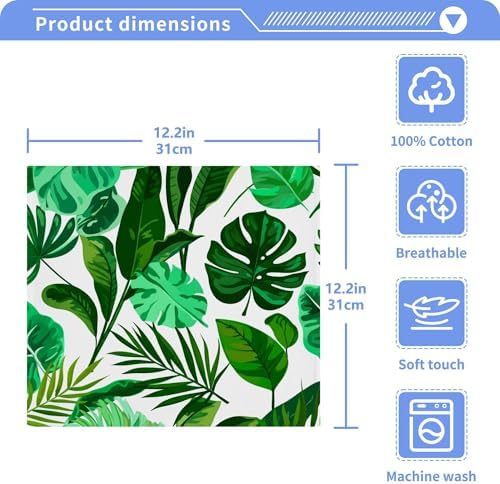 Tropical Green Palm Pure Cotton Washcloths 2-Pack