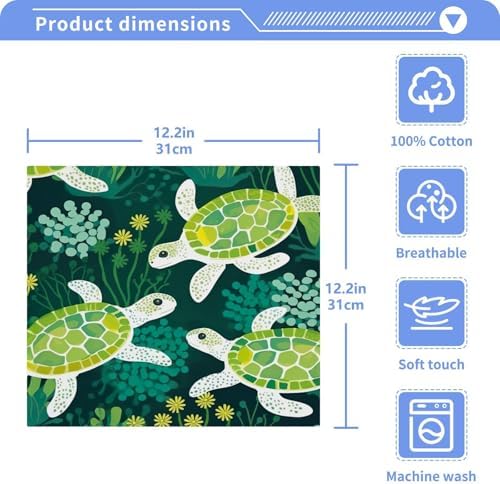 YETASBINGreen Turtle Washcloths 2 Pack