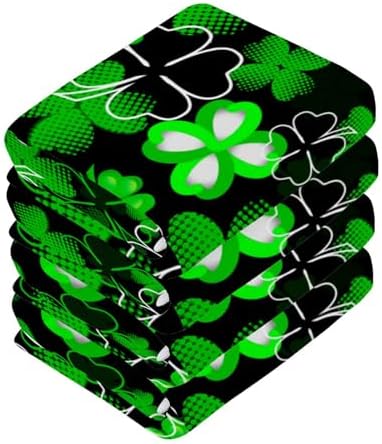 St Patricks Day Clover Washcloth Set - Soft Absorbent Face Towels